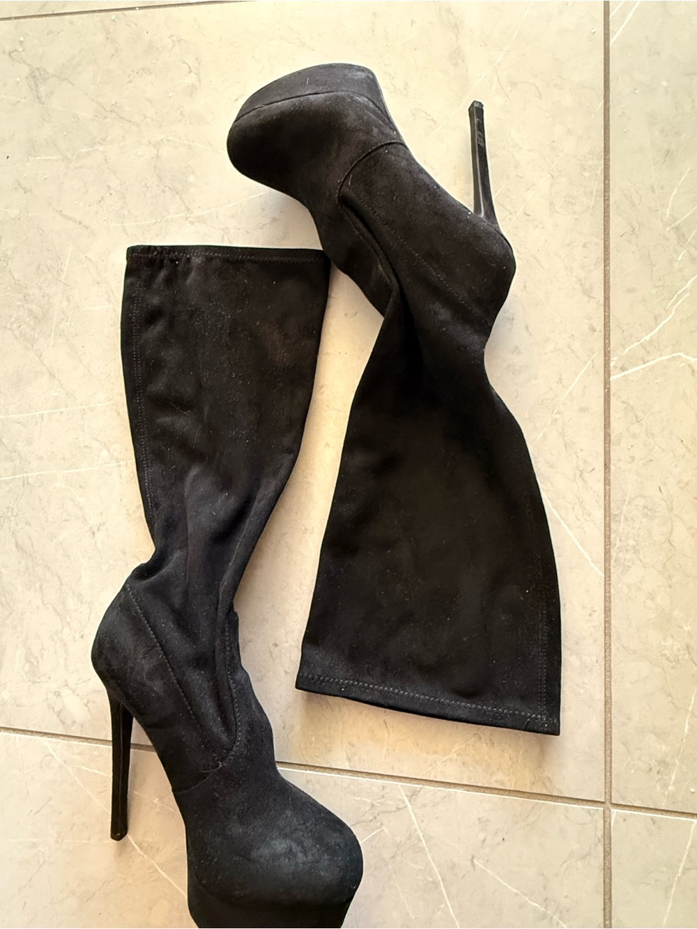 Jessica Simpson Black Over-the-Knee Platform Stiletto Boots
